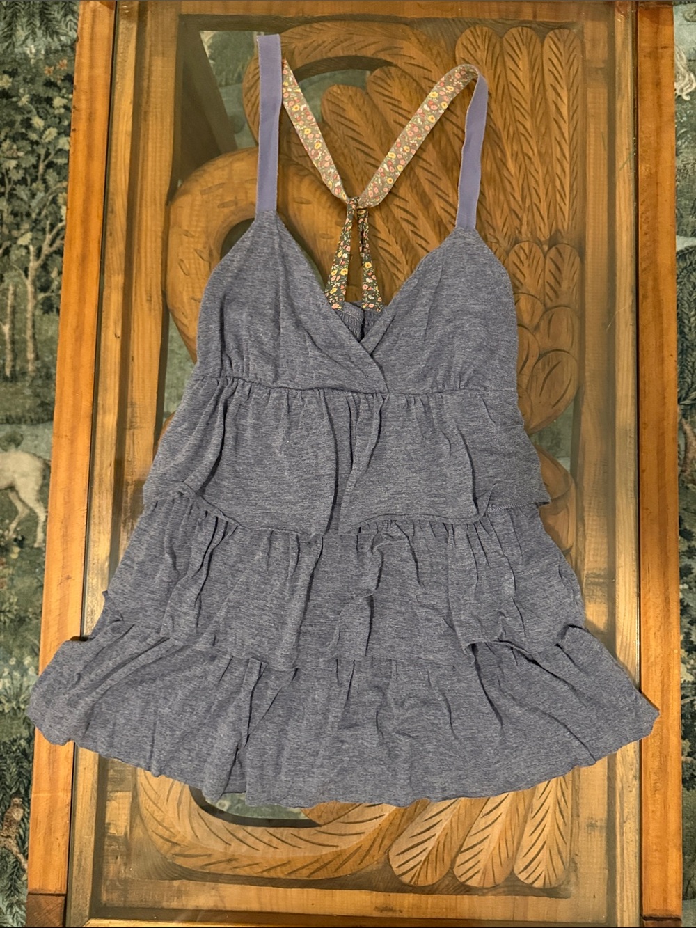 Women’s Tiered V-Neck Camisole Tank Top - Heather Blue